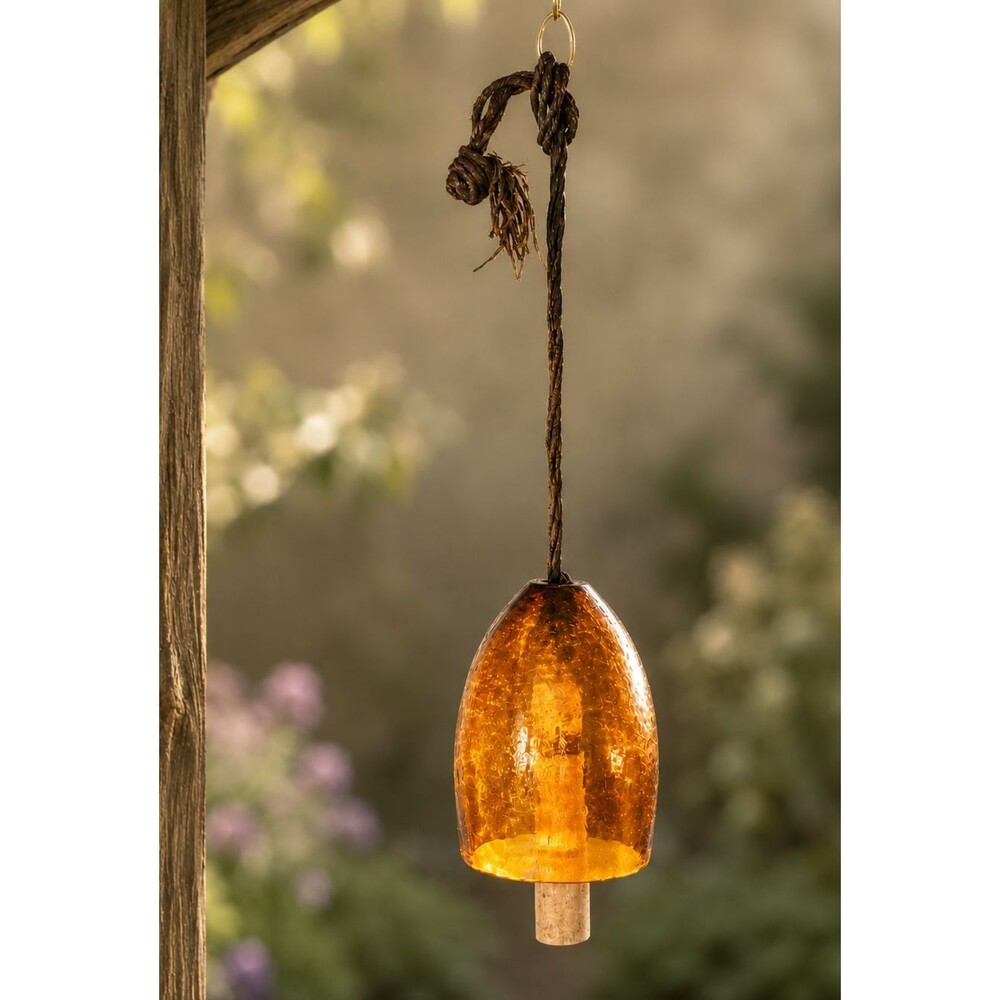 Hand Blown Amber Glass Wind Chime Beautiful Low Sound